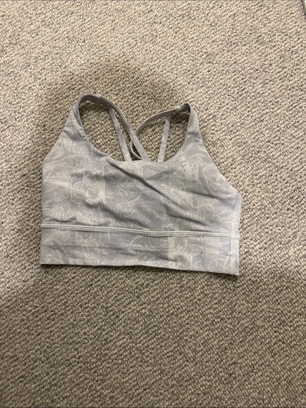 lululemon athletica Light Gray Patterned Strappy Sports Bra